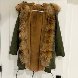 Olive Green Faux Fur Lined Parka